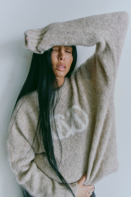 Cmkate - gebreide pullover met logo -details in beige