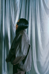 CMROYAL - OVERSIZED LEATHER JACKET IN BROWN
