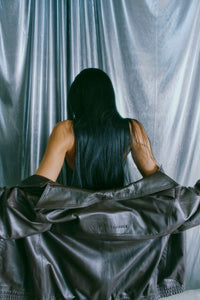 CMROYAL - OVERSIZED LEATHER JACKET IN BROWN