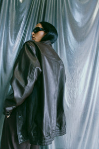 CMROYAL - OVERSIZED LEATHER JACKET IN BROWN