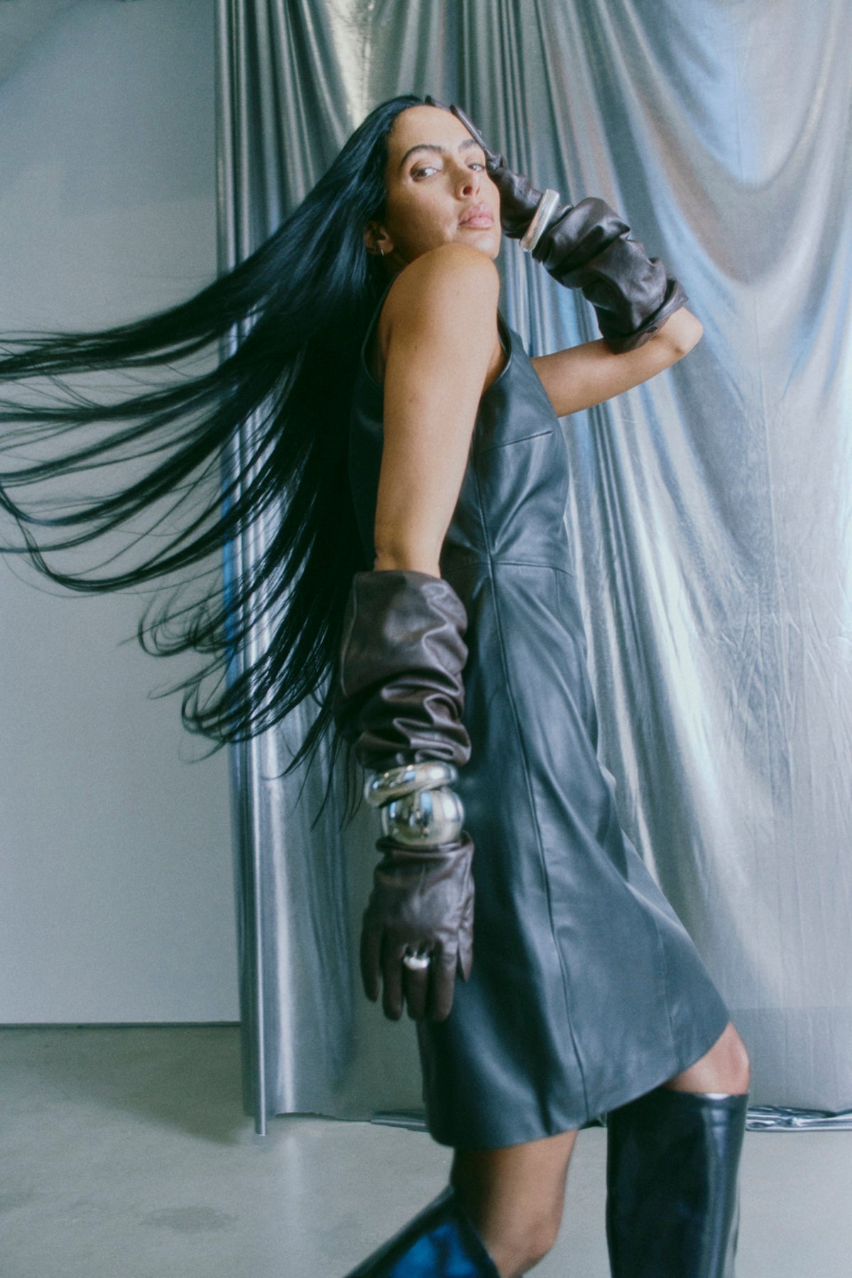 CMBARON - LEATHER DRESS IN BLACK