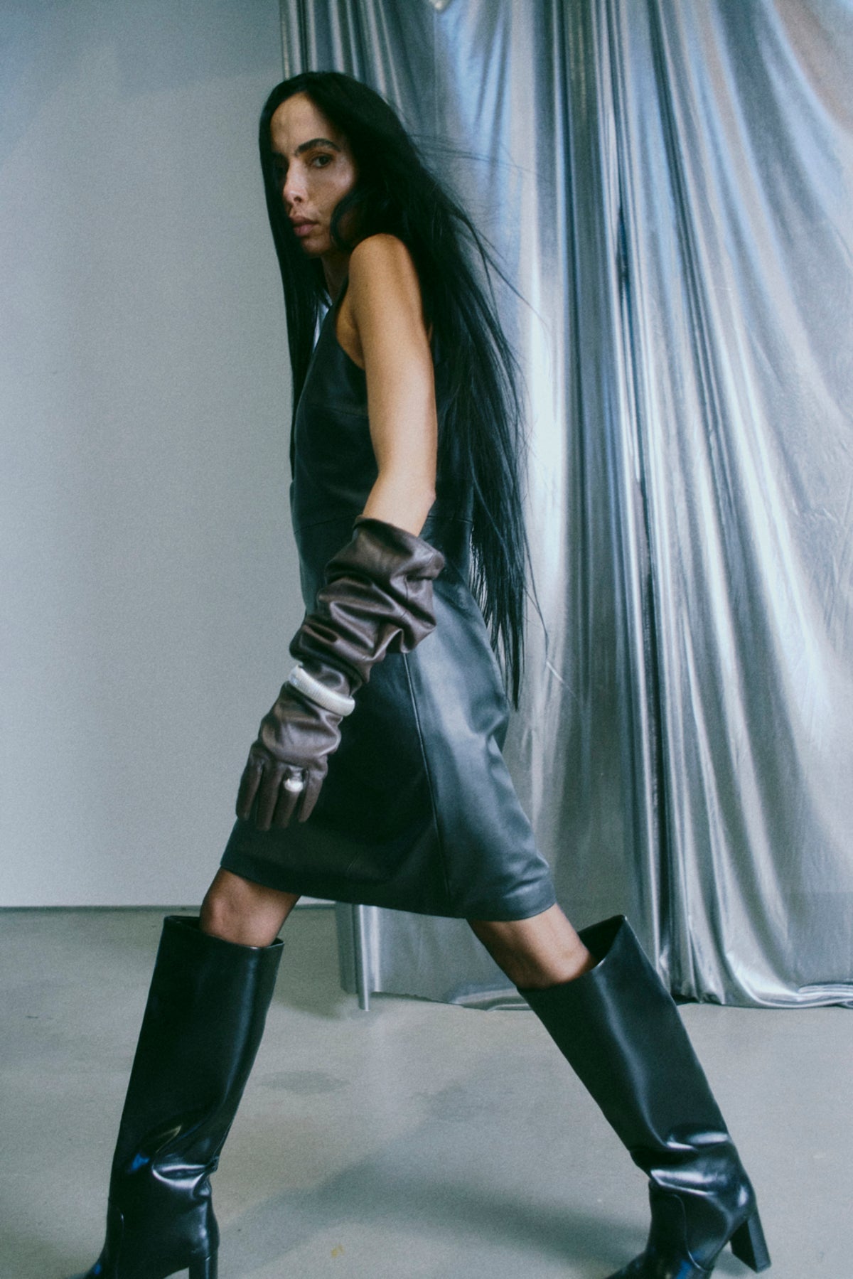 CMBARON - LEATHER DRESS IN BLACK