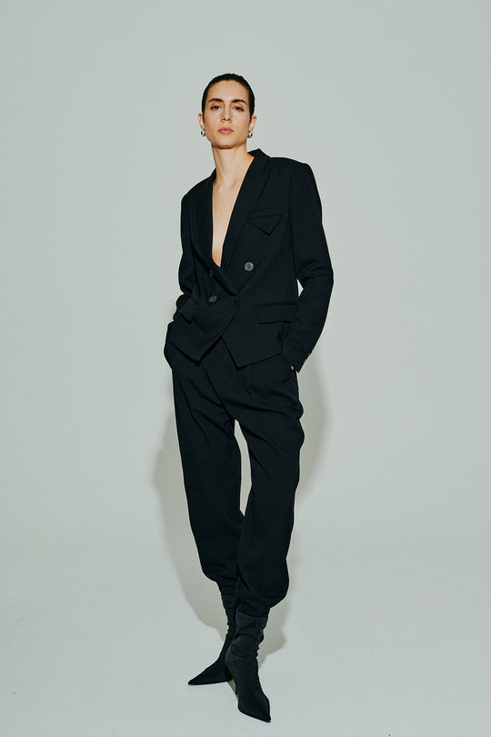 CMTAILOR - HIGH-WAISTED ANKLE PANTS IN BLACK