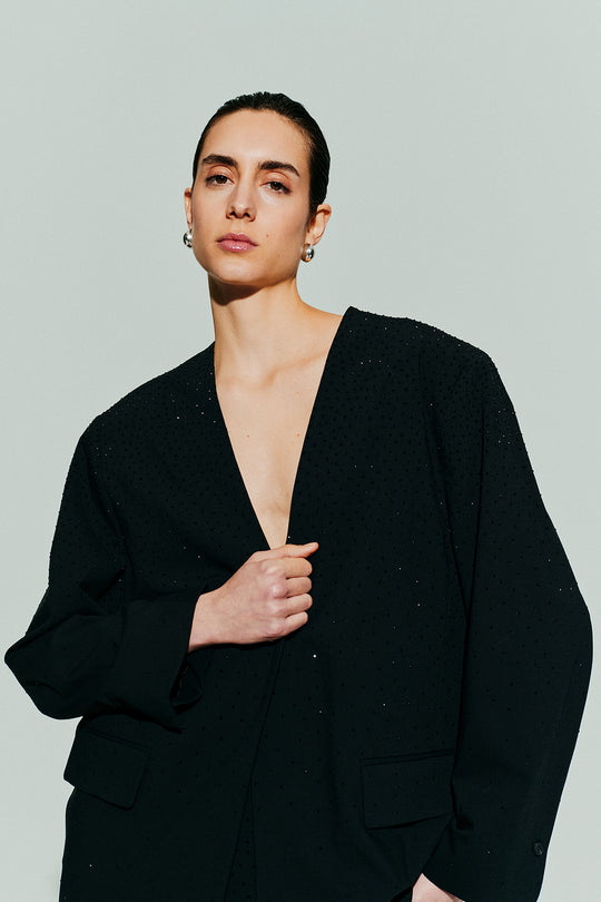 CMNIGHTLY - BLAZER WITH RHINESTONES IN BLACK