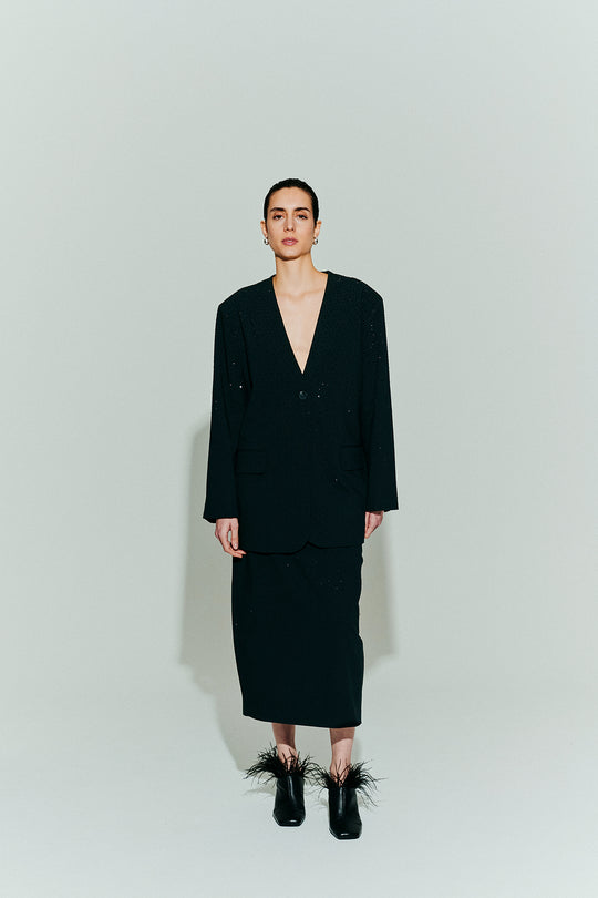 CMNIGHTLY - SKIRT WITH RHINESTONES IN BLACK
