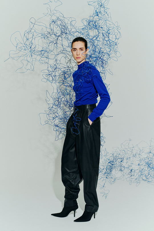 CMROYAL – LAMBSKIN PANTS IN BLACK