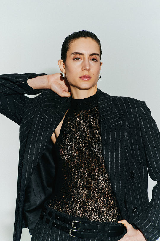 CMMIRA - HALTERNECK-TOP IN BLACK
