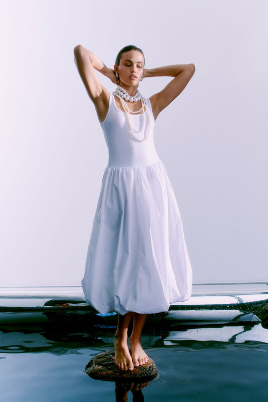 CMSIV - Jurk met balloneffect in het wit