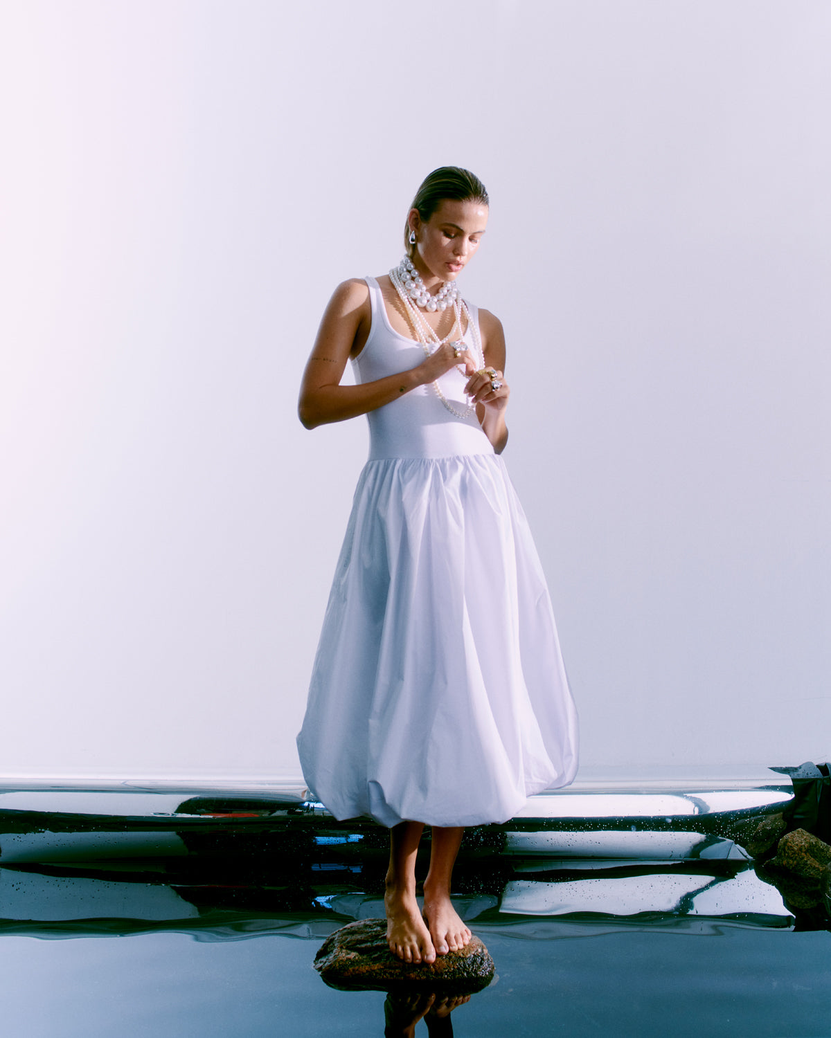 CMSIV - Jurk met balloneffect in het wit