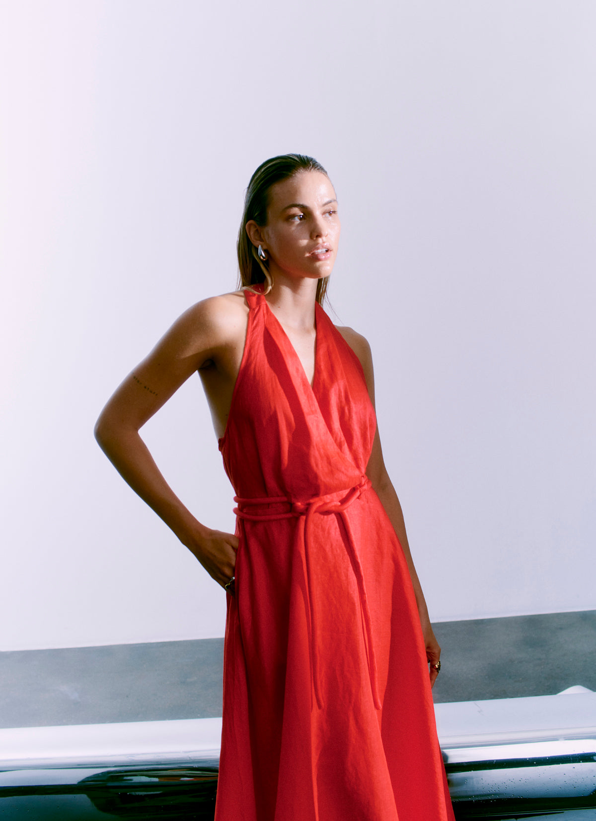 Cmnatuli - jurk met halterneck in rood