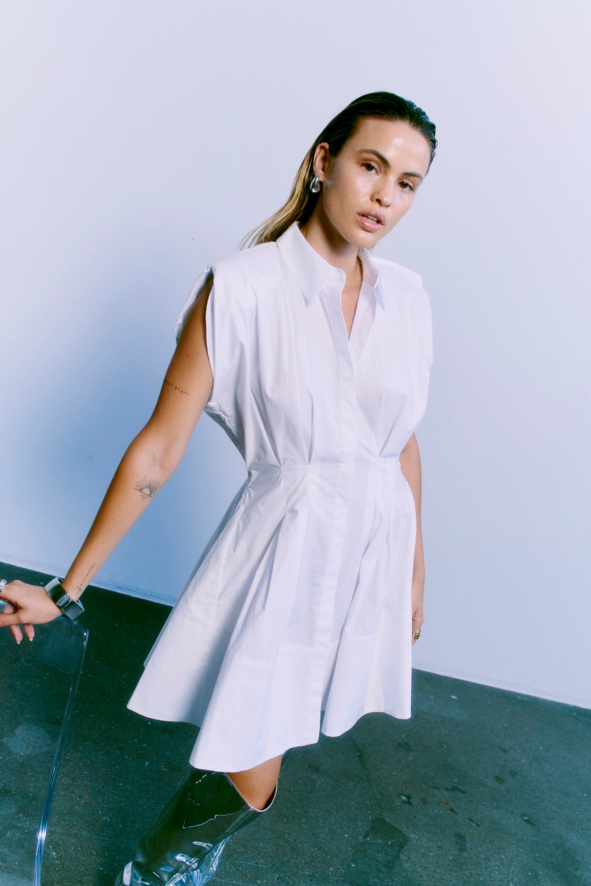 CMSHIRLEY - Korte shirtjurk in het wit