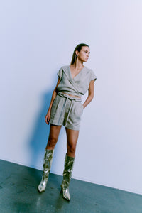 CMNATULI - WAISTCOAT WITH ELASTICATED HEMLINE IN BEIGE