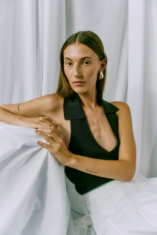 CMJENSINA - HALTERNECK TOP IN BROWN