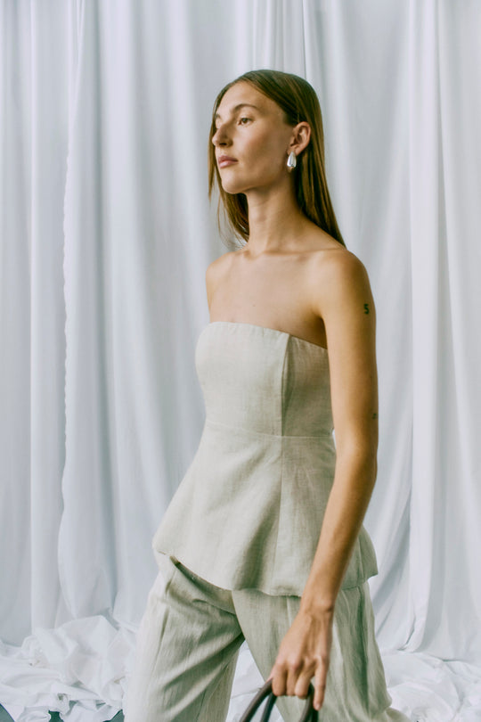 CMTENI - CORSAGE TOP IN BEIGE