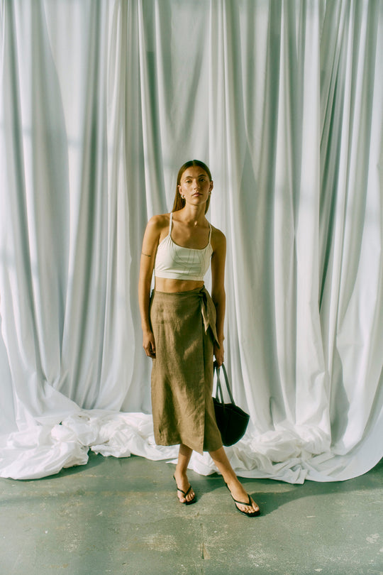 CMNATURE - WRAP SKIRT IN BROWN MELANGE