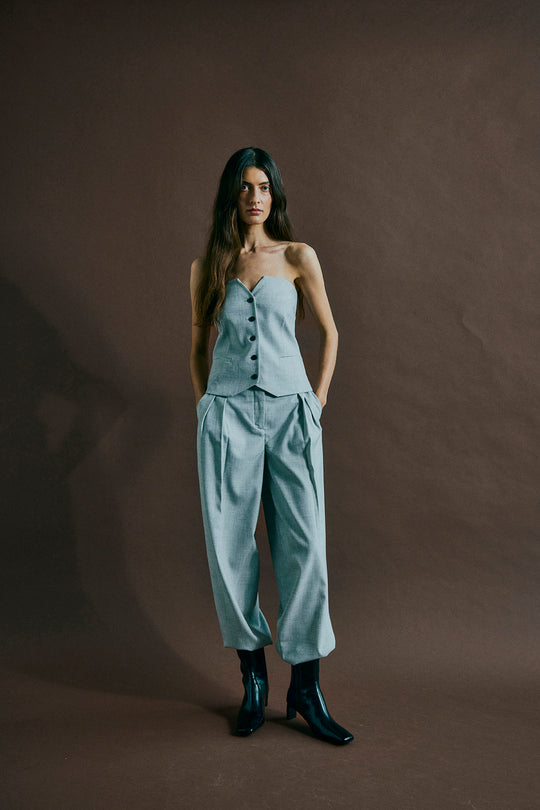 CMTAILORY - CORSAGE TOP IN LIGHT GRAY
