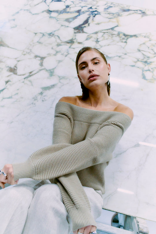 Cmcolin - geribbelde pullover in beige