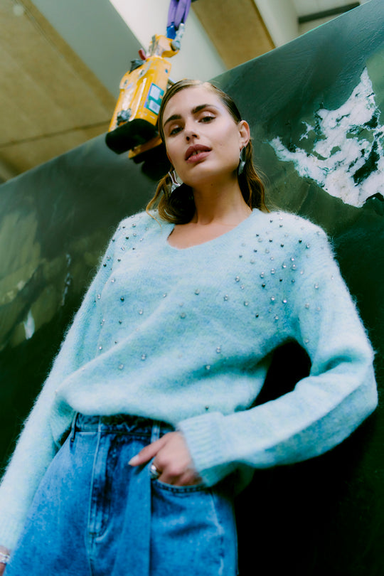 Cmmarni - pullover met steentjes in groen