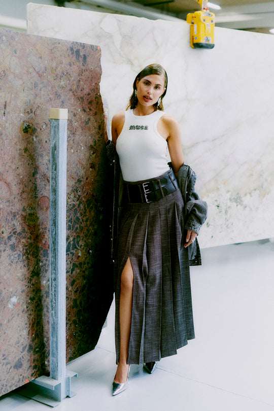 Cmtonnie - rok met dubbele riem in zwart