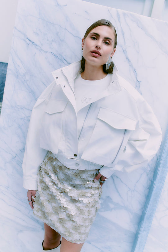 Cm volgende - rok met pailletten in beige