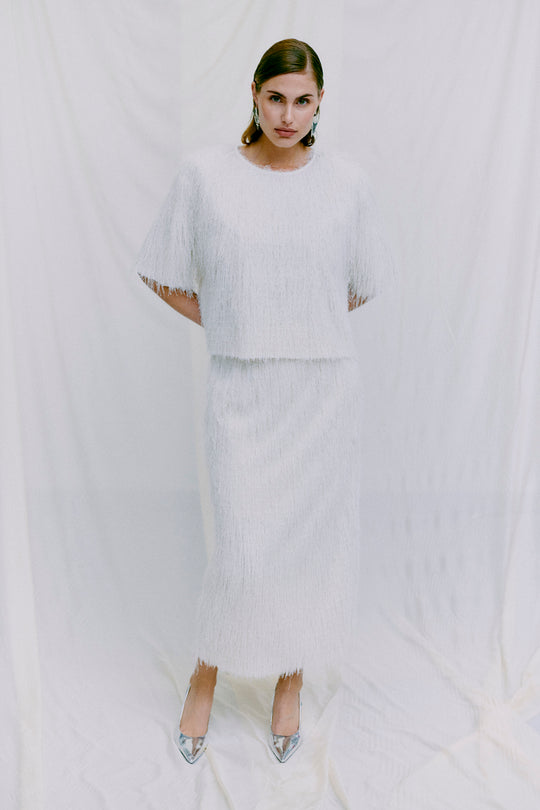 CMFallon - rok met franjes in gebroken wit