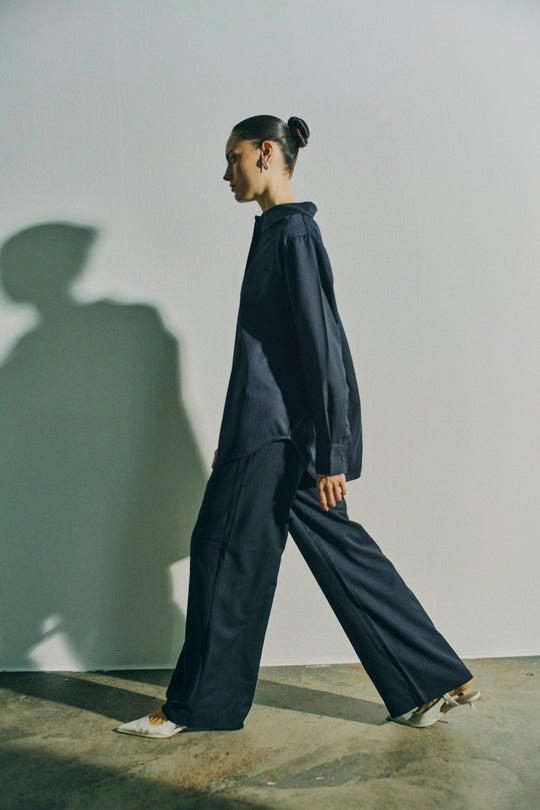 CMSTINA - HIGH-WAISTED TROUSERS IN BLUE