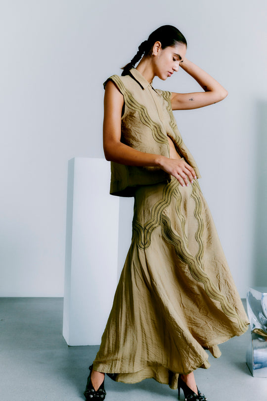 CMCOLE - SHIRT WITH LACE IN GREEN