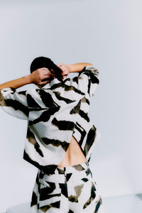 CMNATULI - SHORT SHIRT IN BEIGE AND BLACK