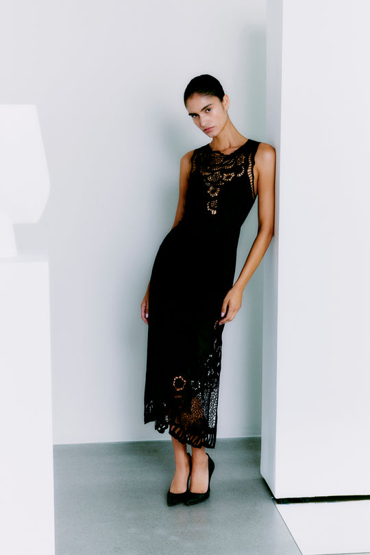 Cmmadelyn - jurk met kant in zwart