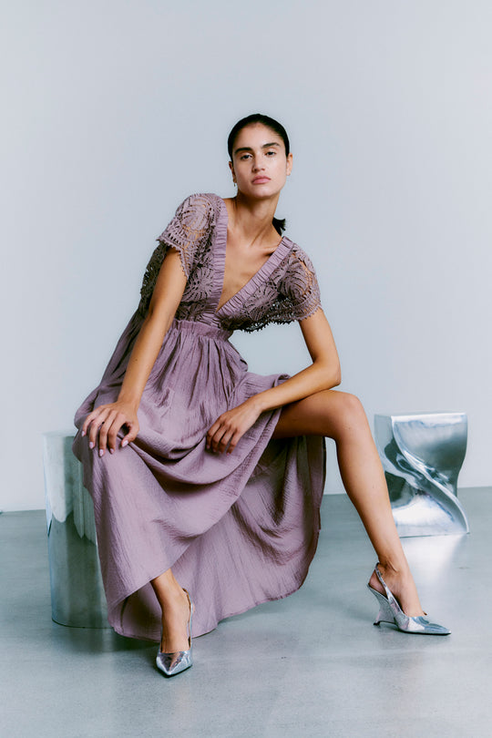 Cmcole - jurk met kant in roos