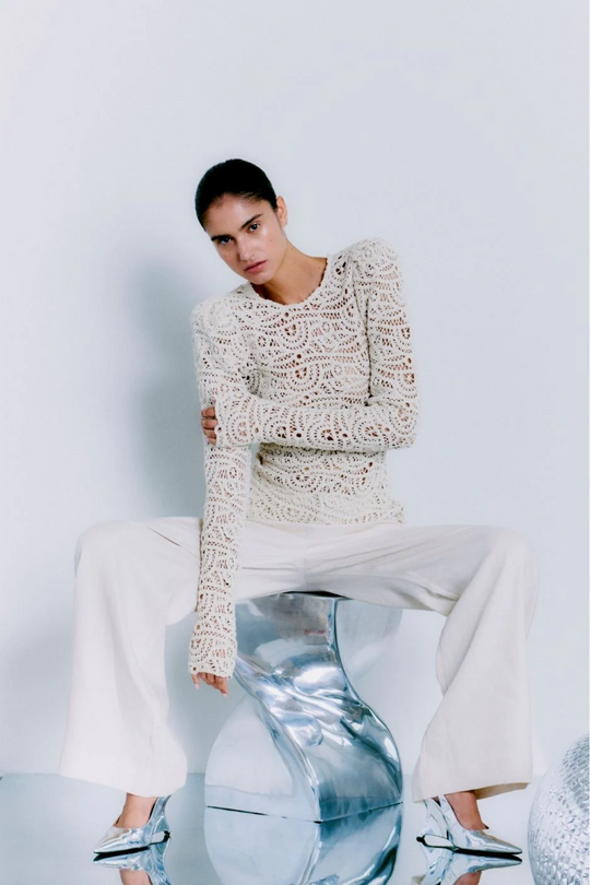 CMKARLA - CROCHET BLOUSE IN BEIGE