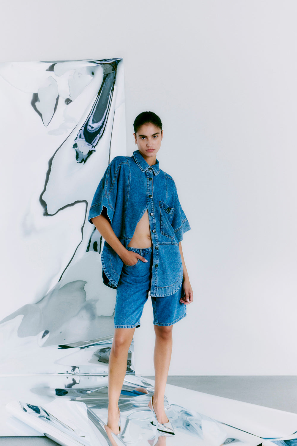 Cmjeycce - denim shorts in blauw