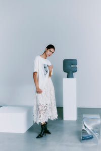 CMLARAH - SKIRT WITH ALLOVER LACE IN OFF-WHITE