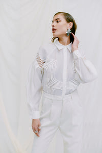 CMMOLLY - SHIRT WITH LACE IN OFF-WHITE