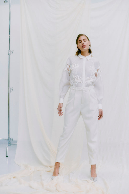 CMTailor - enkelbroeken in wit, gebroken wit