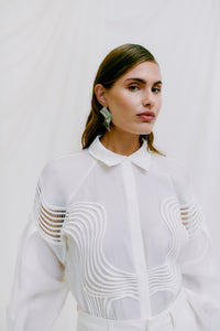 CMMOLLY - SHIRT WITH LACE IN OFF-WHITE