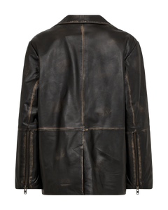 CMQUEEN - LEATHERBLAZER IN BLACK AND BROWN