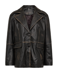 CMQUEEN - LEATHERBLAZER IN BLACK AND BROWN