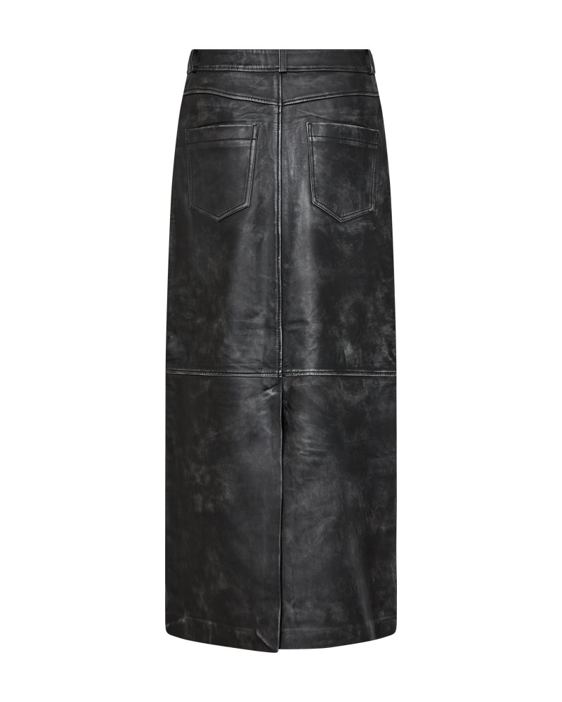 CMQUEEN - LEATHERSKIRT IN GREY AND BLACK