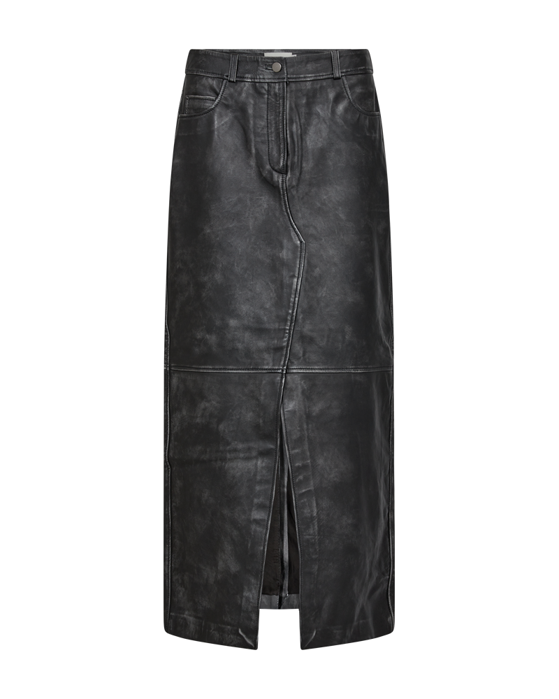 CMQUEEN - LEATHERSKIRT IN GREY AND BLACK