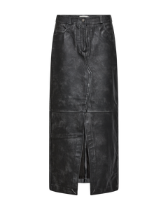 CMQUEEN - LEATHERSKIRT IN GREY AND BLACK