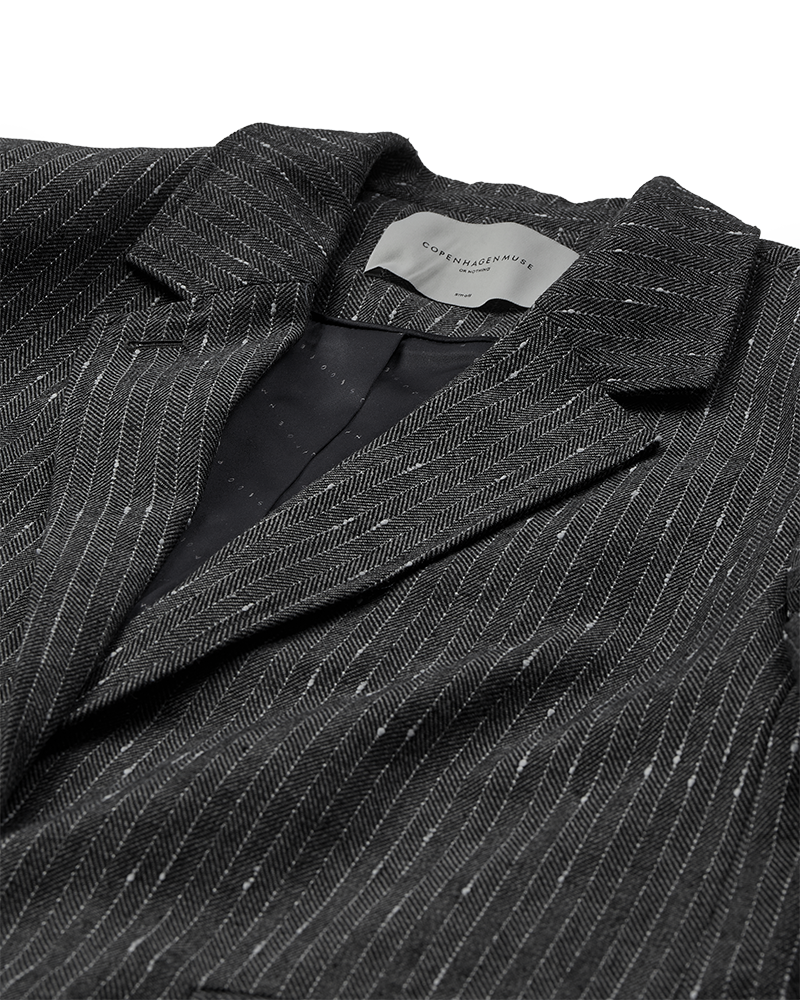 Cmtrina - blazer met visgraatpatroon en pinstrepen in grijs