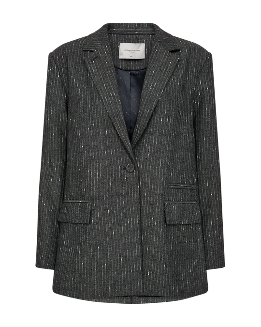 CMTRINA - BLAZER WITH HERRINGBONE PATTERN AND PIN STRIPES IN GREY
