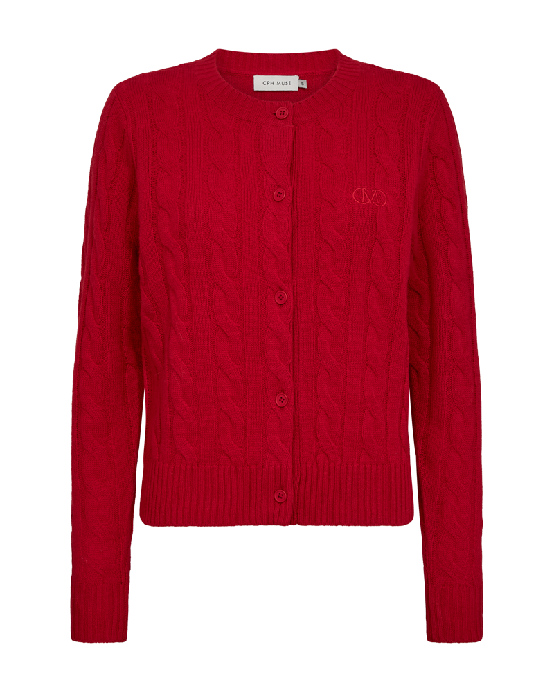 CMCASHA - CARDIGAN WITH EMBROIDERED LOGO DETAIL IN RED