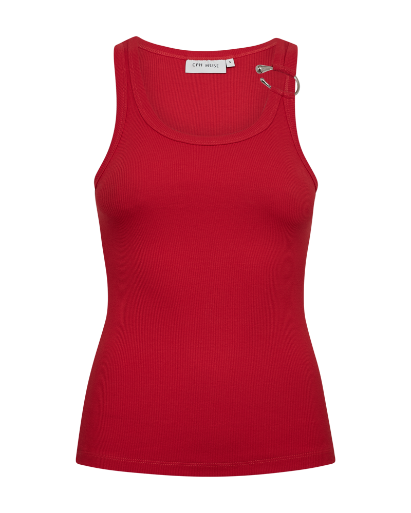 CMSIV - TOP WITH JEWELLERY DETAIL IN RED