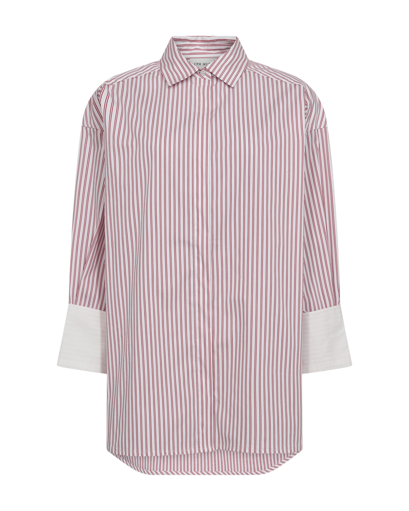 CMMARYANN - OVERSIZED SHIRT IN STRIPED WHITE AND RED