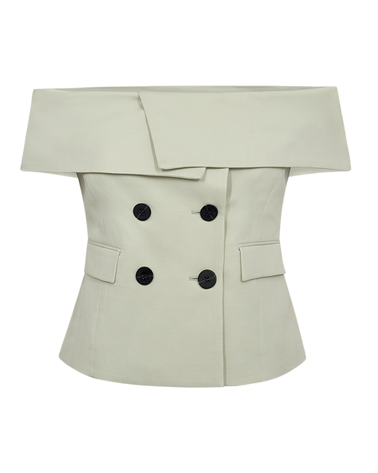 CMIVANNA - OFF-SHOULDER WAISTCOAT IN GREEN