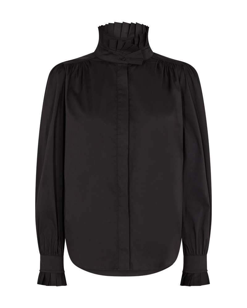 CMMACHA - SHIRT WITH RUFFLES IN BLACK