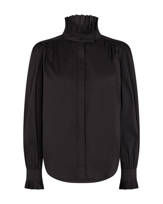 CMMACHA - SHIRT WITH RUFFLES IN BLACK