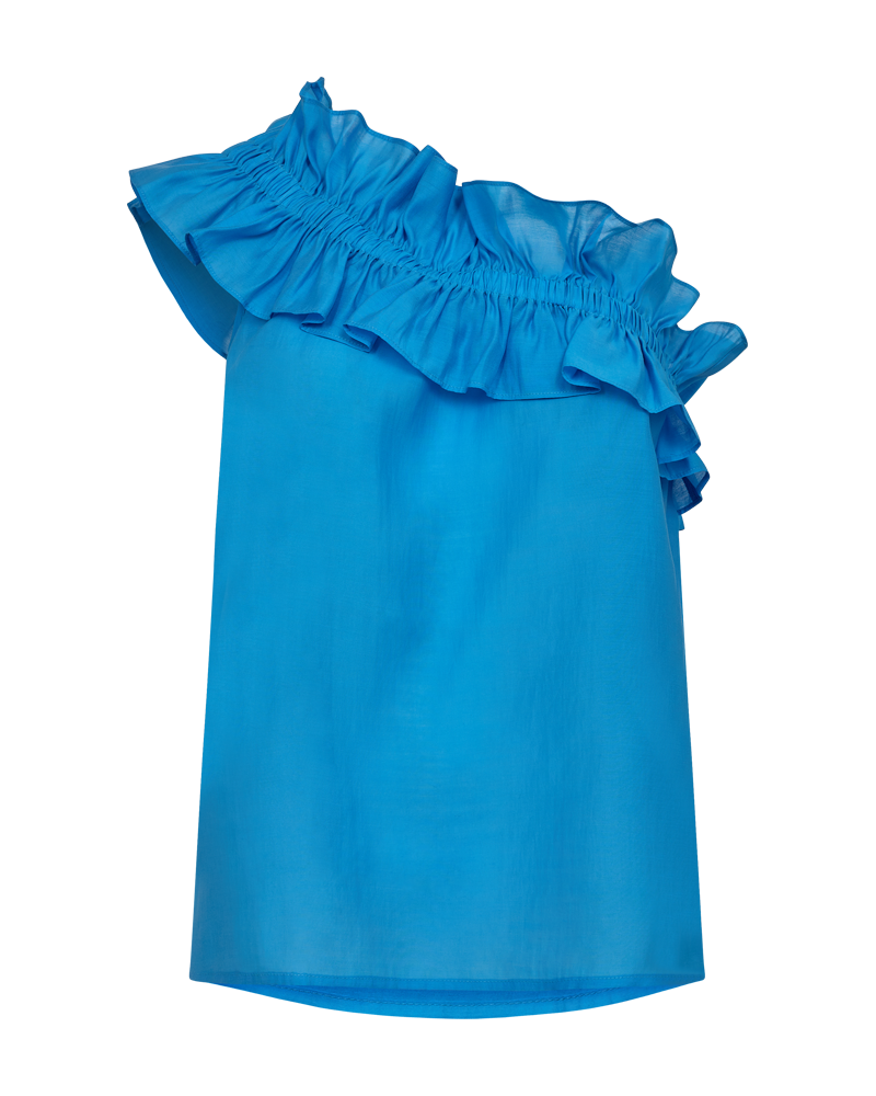 Cmmolly - blouse met ruches in blauw